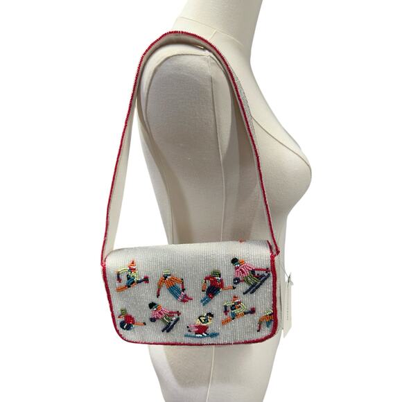 Anthropologie Fiona Beaded Bag Skiers Edition - Picture 9 of 12
